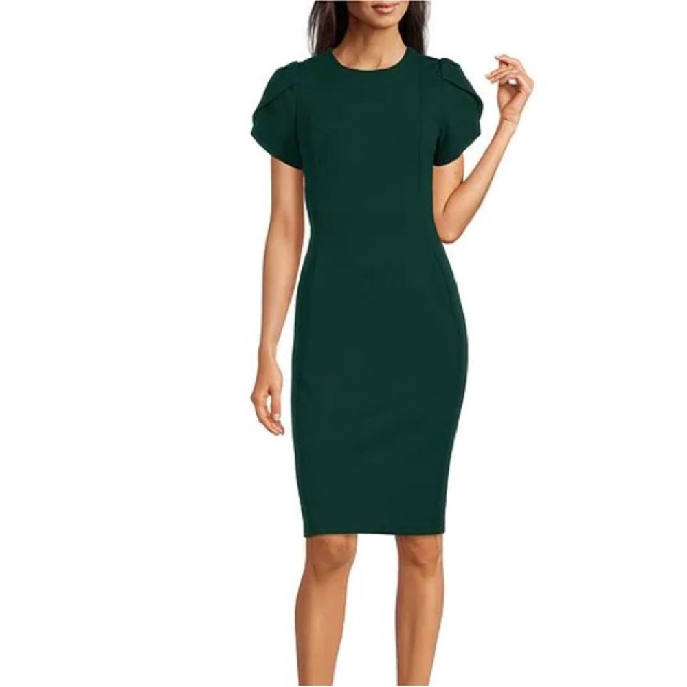 Calvin Klein Emerald Green Petal Sleeve Dress